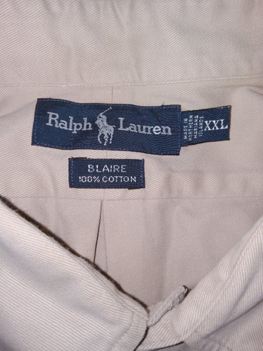 Vintage Ralph Lauren Button Up Shirt Mens XXL Khaki Blaire Pony 90s Preppy - Picture 11 of 14